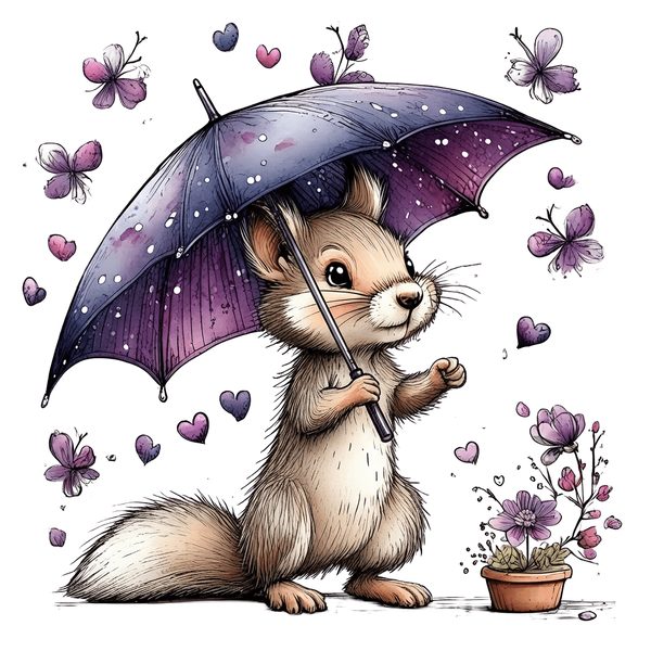 45 Whimsical Squirrels Clipart Bundle - Watercolor Sketch Style - PNG - Commercial Use — image 1