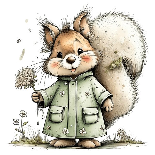 45 Whimsical Squirrels Clipart Bundle - Watercolor Sketch Style - PNG - Commercial Use — image 2