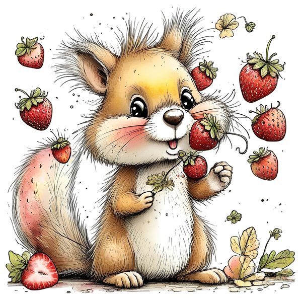 45 Whimsical Squirrels Clipart Bundle - Watercolor Sketch Style - PNG - Commercial Use — image 4
