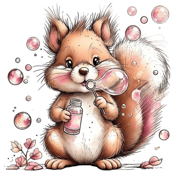 45 Whimsical Squirrels Clipart Bundle - Watercolor Sketch Style - PNG - Commercial Use — image 6