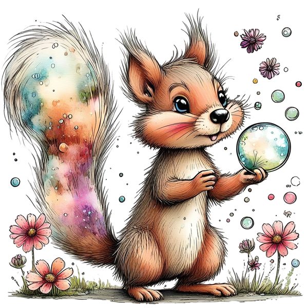 45 Whimsical Squirrels Clipart Bundle - Watercolor Sketch Style - PNG - Commercial Use — image 7