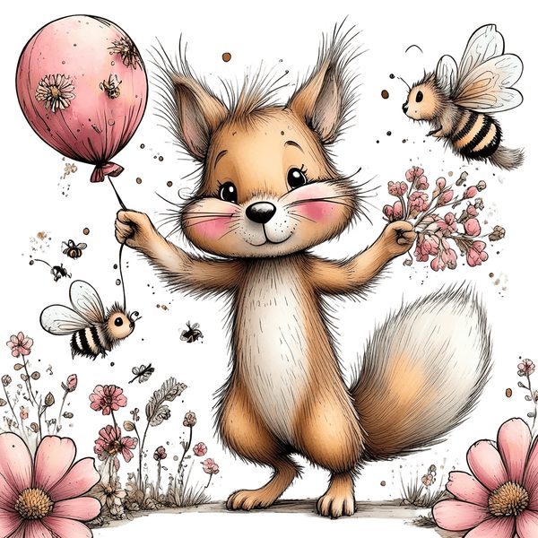 45 Whimsical Squirrels Clipart Bundle - Watercolor Sketch Style - PNG - Commercial Use — image 13