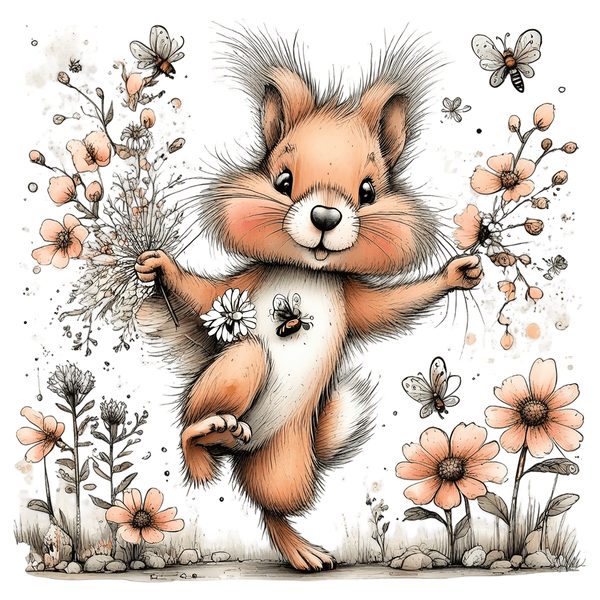 45 Whimsical Squirrels Clipart Bundle - Watercolor Sketch Style - PNG - Commercial Use — image 14