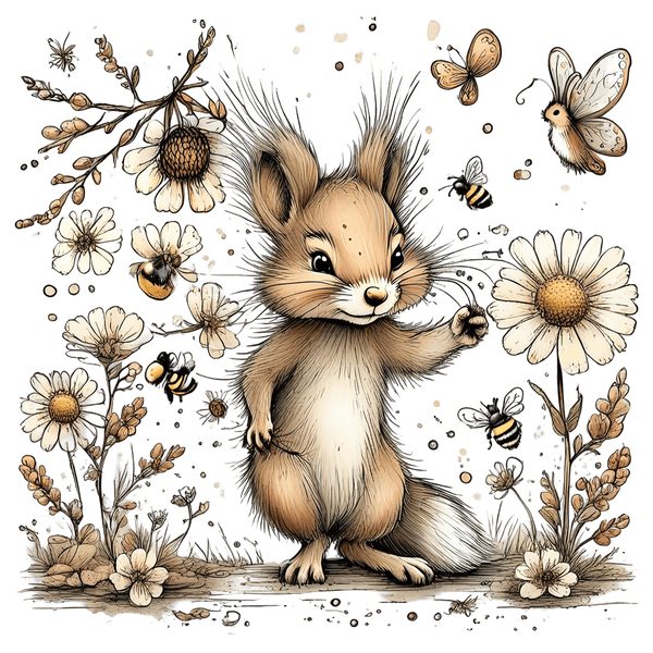 45 Whimsical Squirrels Clipart Bundle - Watercolor Sketch Style - PNG - Commercial Use — image 15