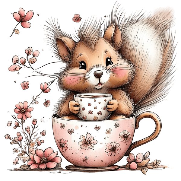 45 Whimsical Squirrels Clipart Bundle - Watercolor Sketch Style - PNG - Commercial Use — image 18