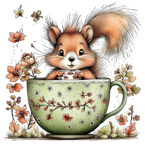 45 Whimsical Squirrels Clipart Bundle - Watercolor Sketch Style - PNG - Commercial Use — image 19