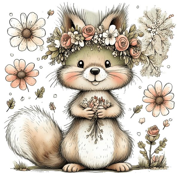 45 Whimsical Squirrels Clipart Bundle - Watercolor Sketch Style - PNG - Commercial Use — image 21
