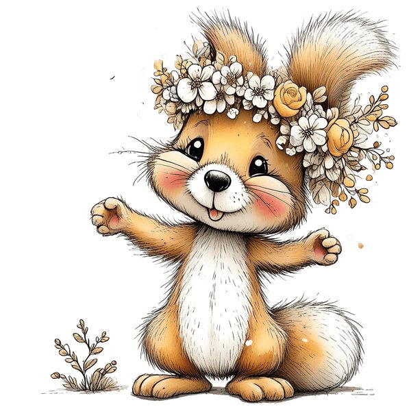 45 Whimsical Squirrels Clipart Bundle - Watercolor Sketch Style - PNG - Commercial Use — image 22