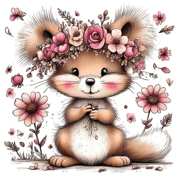 45 Whimsical Squirrels Clipart Bundle - Watercolor Sketch Style - PNG - Commercial Use — image 23
