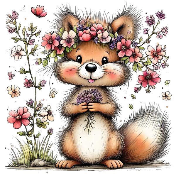 45 Whimsical Squirrels Clipart Bundle - Watercolor Sketch Style - PNG - Commercial Use — image 26