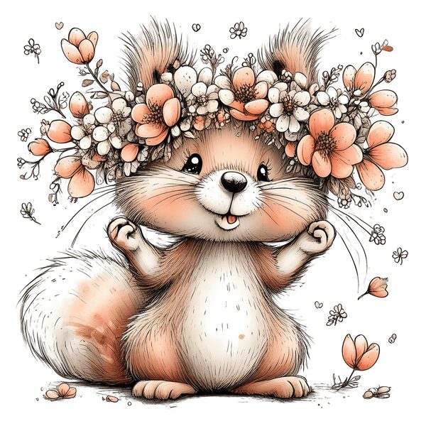 45 Whimsical Squirrels Clipart Bundle - Watercolor Sketch Style - PNG - Commercial Use — image 27