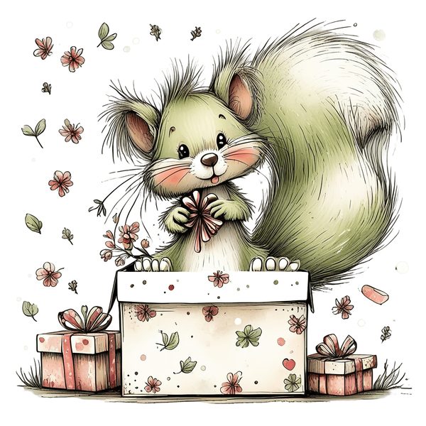 45 Whimsical Squirrels Clipart Bundle - Watercolor Sketch Style - PNG - Commercial Use — image 30