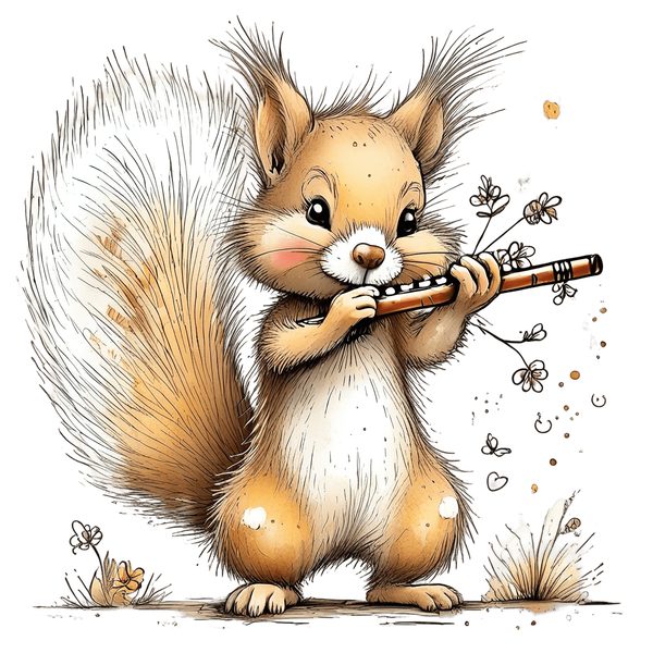 45 Whimsical Squirrels Clipart Bundle - Watercolor Sketch Style - PNG - Commercial Use — image 37