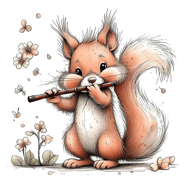 45 Whimsical Squirrels Clipart Bundle - Watercolor Sketch Style - PNG - Commercial Use — image 39