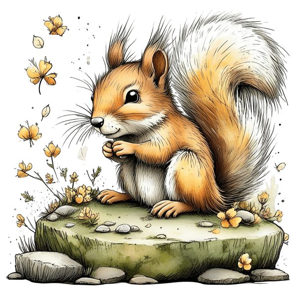 45 Whimsical Squirrels Clipart Bundle - Watercolor Sketch Style - PNG - Commercial Use — image 41