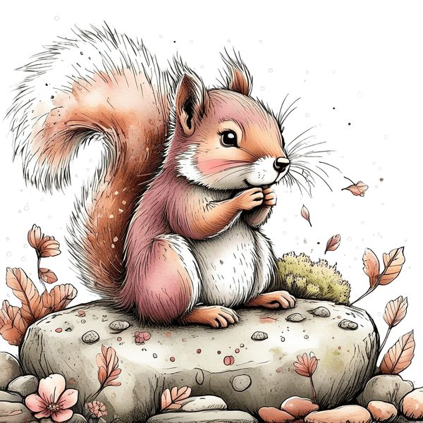45 Whimsical Squirrels Clipart Bundle - Watercolor Sketch Style - PNG - Commercial Use — image 42