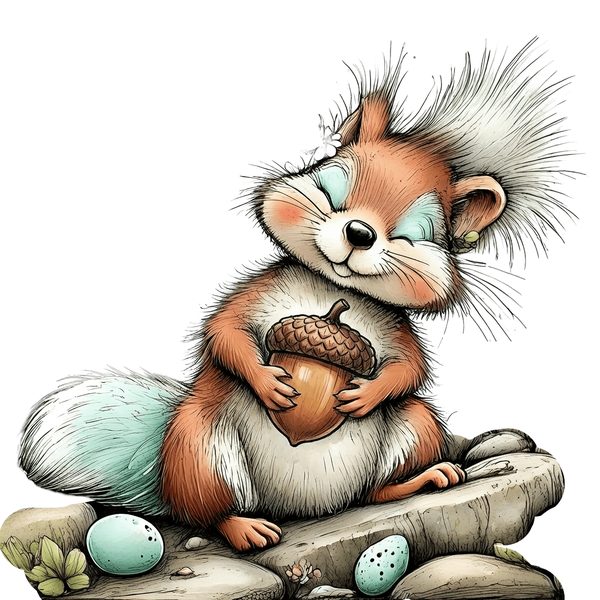 45 Whimsical Squirrels Clipart Bundle - Watercolor Sketch Style - PNG - Commercial Use — image 43