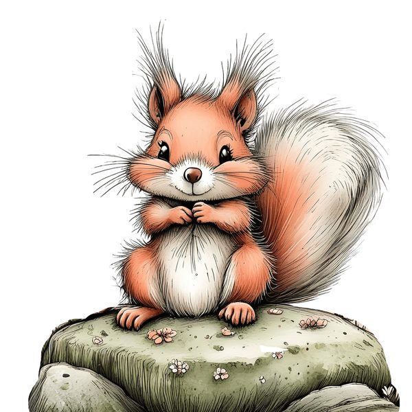 45 Whimsical Squirrels Clipart Bundle - Watercolor Sketch Style - PNG - Commercial Use — image 44