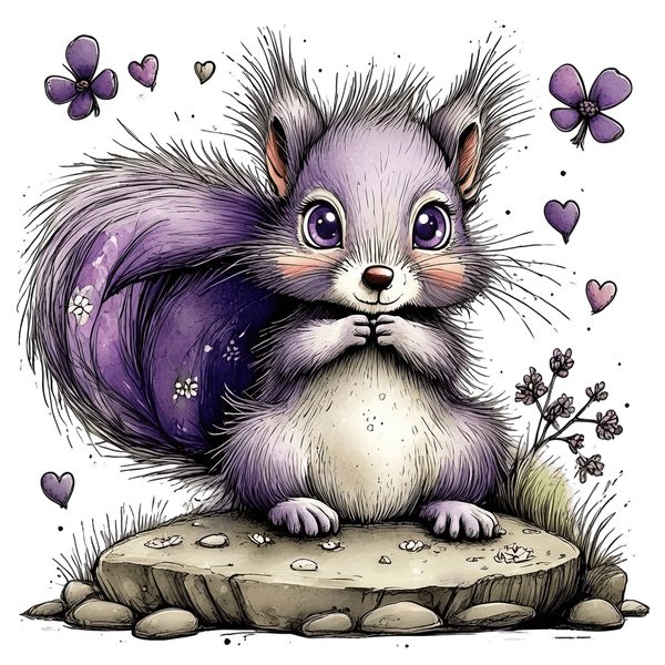 45 Whimsical Squirrels Clipart Bundle - Watercolor Sketch Style - PNG - Commercial Use — image 45