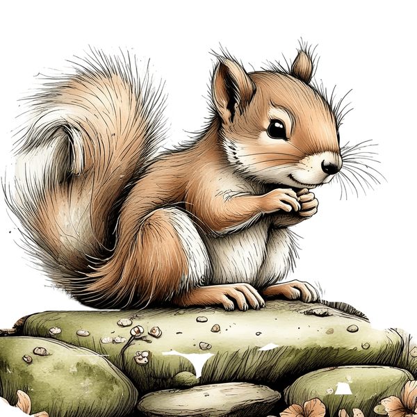 45 Whimsical Squirrels Clipart Bundle - Watercolor Sketch Style - PNG - Commercial Use — image 46