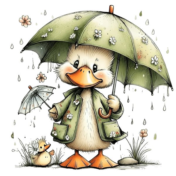 45 Whimsical Duckling Clipart Bundle - Watercolor Sketch Style - PNG - Commercial Use — image 2