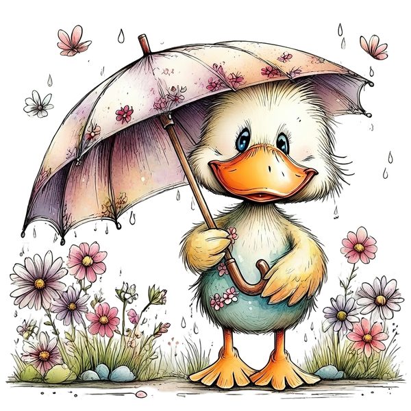 45 Whimsical Duckling Clipart Bundle - Watercolor Sketch Style - PNG - Commercial Use — image 3