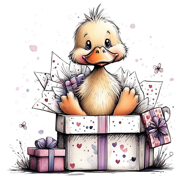 45 Whimsical Duckling Clipart Bundle - Watercolor Sketch Style - PNG - Commercial Use — image 42