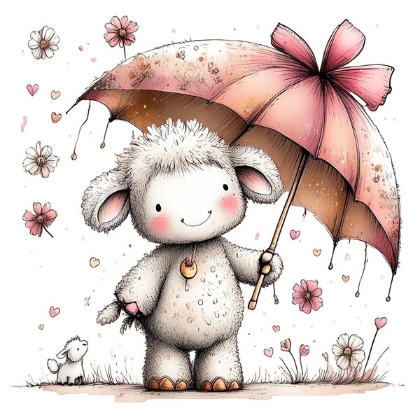 45 Whimsical Little Lamb Lamb Clipart Bundle | Watercolor Sketch Style | Commercial Use — image 2