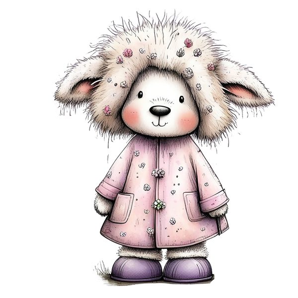 45 Whimsical Little Lamb Lamb Clipart Bundle | Watercolor Sketch Style | Commercial Use — image 3