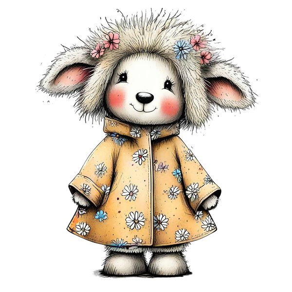 45 Whimsical Little Lamb Lamb Clipart Bundle | Watercolor Sketch Style | Commercial Use — image 4