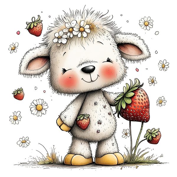 45 Whimsical Little Lamb Lamb Clipart Bundle | Watercolor Sketch Style | Commercial Use — image 5