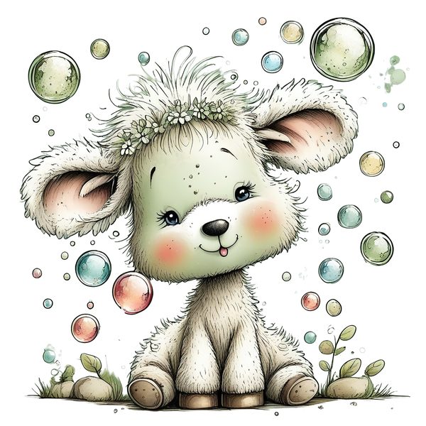 45 Whimsical Little Lamb Lamb Clipart Bundle | Watercolor Sketch Style | Commercial Use — image 6