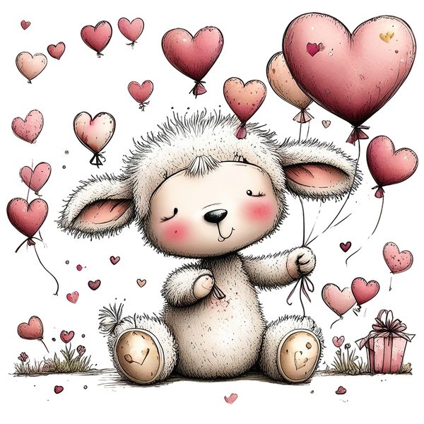45 Whimsical Little Lamb Lamb Clipart Bundle | Watercolor Sketch Style | Commercial Use — image 9