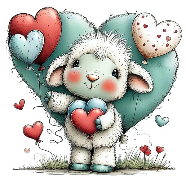 45 Whimsical Little Lamb Lamb Clipart Bundle | Watercolor Sketch Style | Commercial Use — image 10
