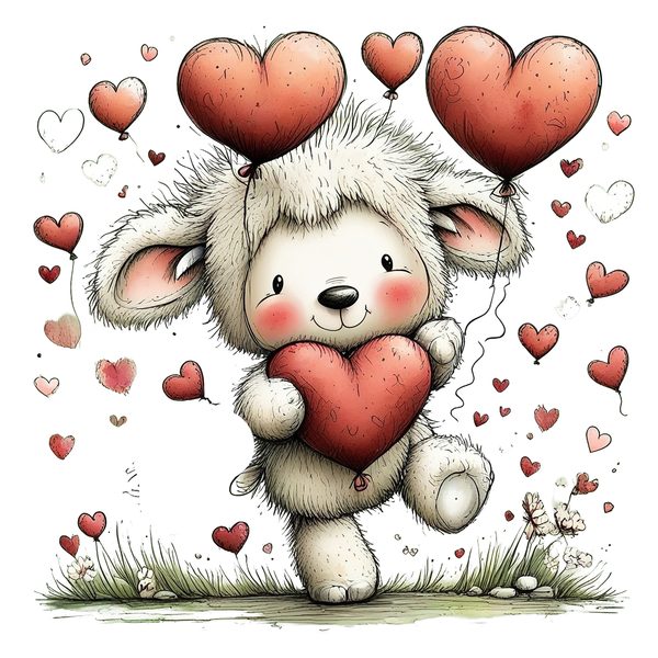 45 Whimsical Little Lamb Lamb Clipart Bundle | Watercolor Sketch Style | Commercial Use — image 11