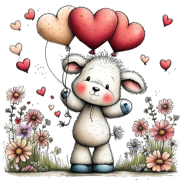 45 Whimsical Little Lamb Lamb Clipart Bundle | Watercolor Sketch Style | Commercial Use — image 12