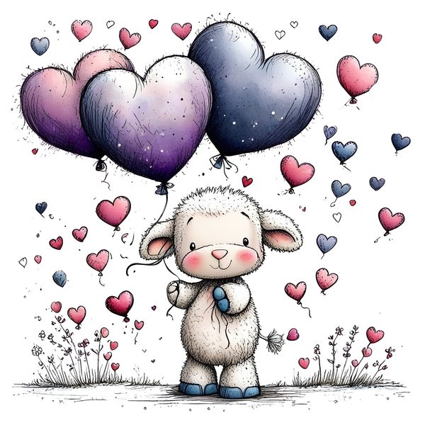 45 Whimsical Little Lamb Lamb Clipart Bundle | Watercolor Sketch Style | Commercial Use — image 14