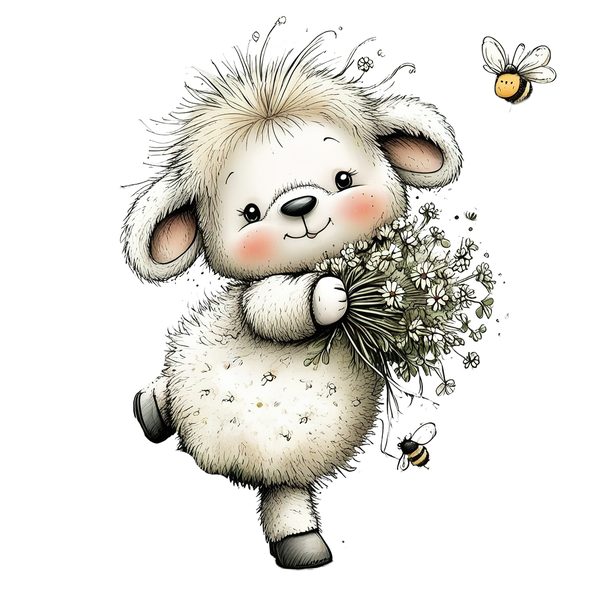 45 Whimsical Little Lamb Lamb Clipart Bundle | Watercolor Sketch Style | Commercial Use — image 15
