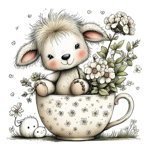 45 Whimsical Little Lamb Lamb Clipart Bundle | Watercolor Sketch Style | Commercial Use — image 17