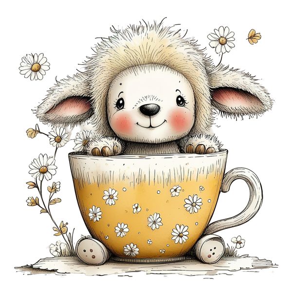 45 Whimsical Little Lamb Lamb Clipart Bundle | Watercolor Sketch Style | Commercial Use — image 18