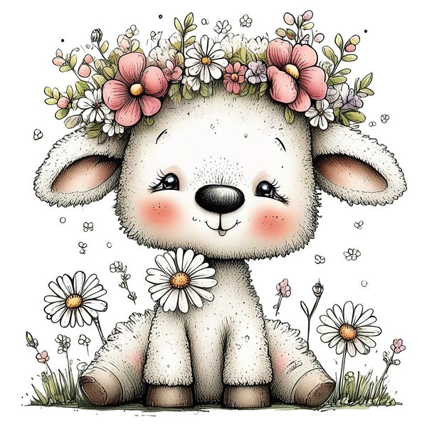 45 Whimsical Little Lamb Lamb Clipart Bundle | Watercolor Sketch Style | Commercial Use — image 23