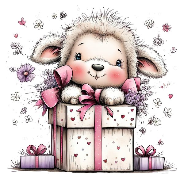 45 Whimsical Little Lamb Lamb Clipart Bundle | Watercolor Sketch Style | Commercial Use — image 25