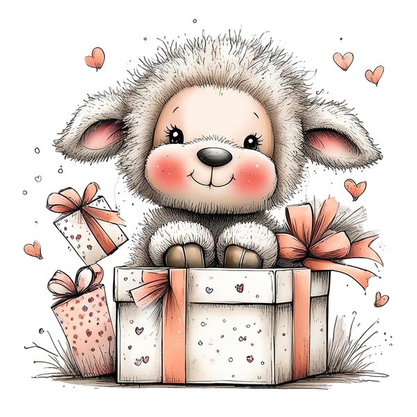 45 Whimsical Little Lamb Lamb Clipart Bundle | Watercolor Sketch Style | Commercial Use — image 30
