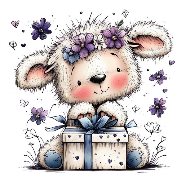 45 Whimsical Little Lamb Lamb Clipart Bundle | Watercolor Sketch Style | Commercial Use — image 31