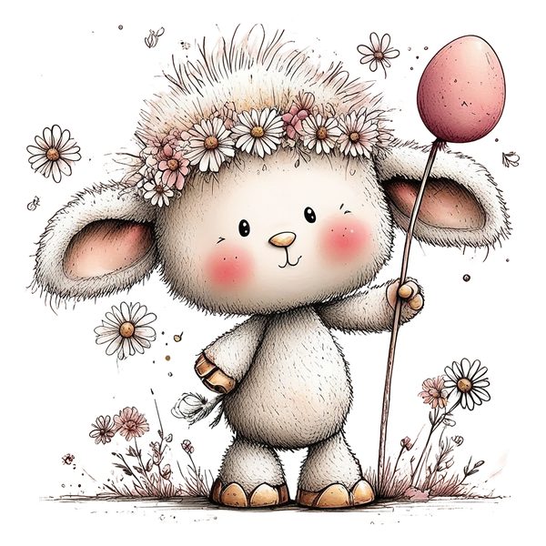 45 Whimsical Little Lamb Lamb Clipart Bundle | Watercolor Sketch Style | Commercial Use — image 32