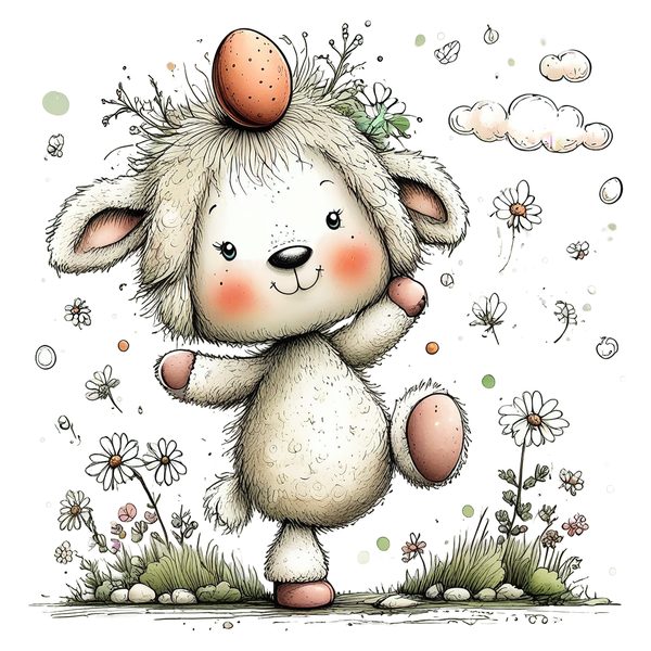 45 Whimsical Little Lamb Lamb Clipart Bundle | Watercolor Sketch Style | Commercial Use — image 33