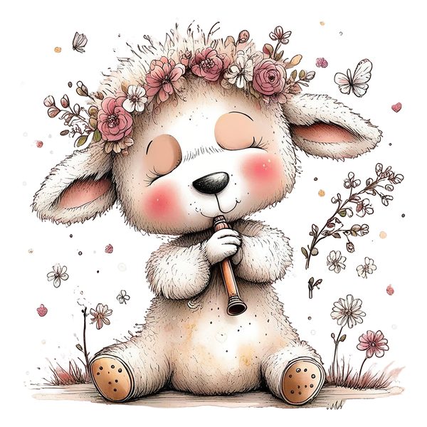 45 Whimsical Little Lamb Lamb Clipart Bundle | Watercolor Sketch Style | Commercial Use — image 34