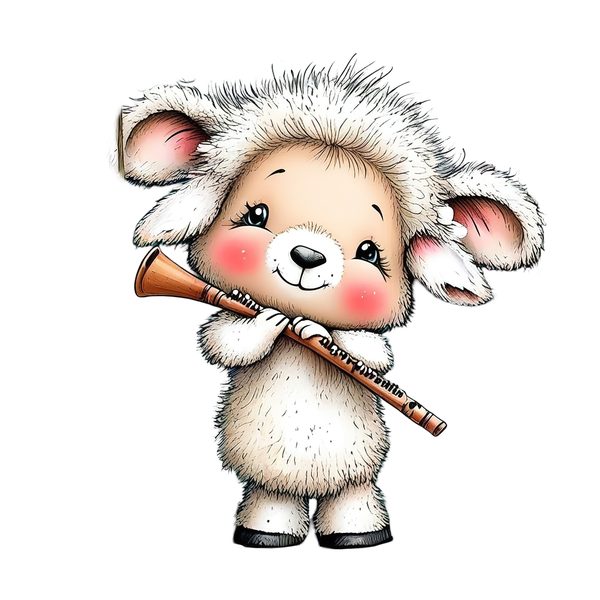 45 Whimsical Little Lamb Lamb Clipart Bundle | Watercolor Sketch Style | Commercial Use — image 35