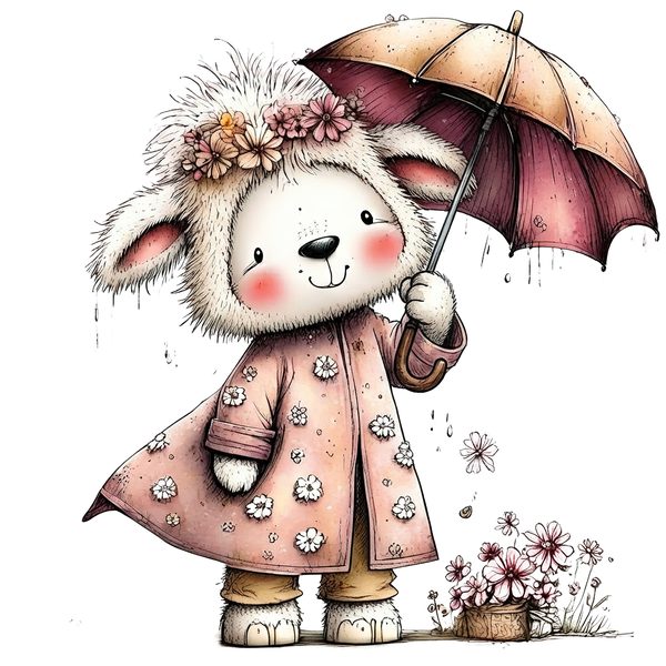 45 Whimsical Little Lamb Lamb Clipart Bundle | Watercolor Sketch Style | Commercial Use — image 41