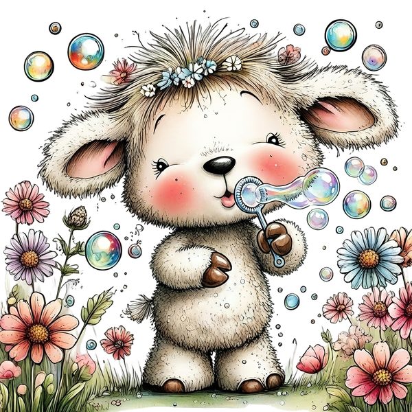 45 Whimsical Little Lamb Lamb Clipart Bundle | Watercolor Sketch Style | Commercial Use — image 42